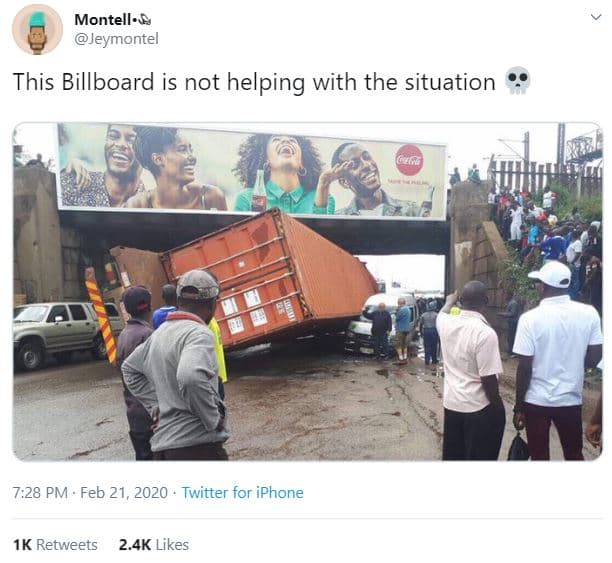 Montell jeymontel this billboard is not helping with the situation 7.28 pm feb 2