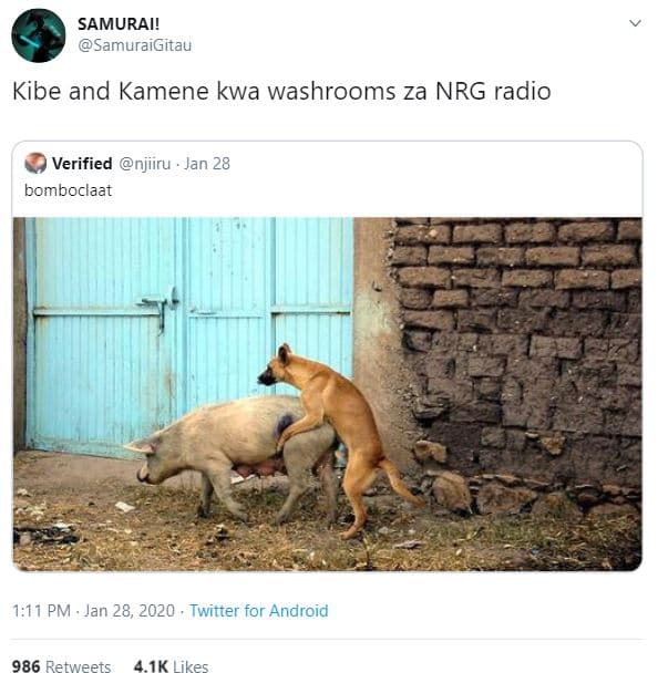 Samurai! samuraigitau kibe and kamene kwa washrooms za nrg radio verified njiiru