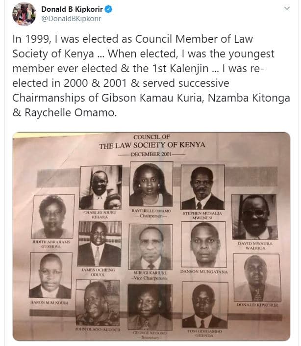 Donald b kipkorir donaldbkipkorir in , was elected as council member of law soci