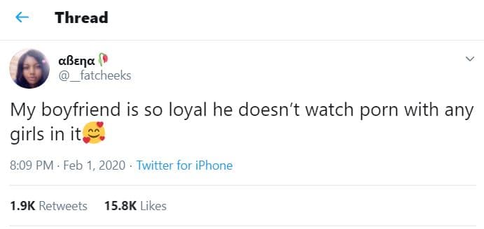 Thread abena fatcheeks my boyfriend is so loyal he doesn't watch porn with any g