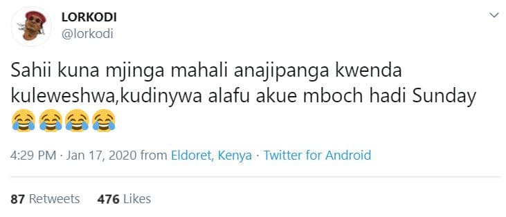 Lorkodi lorkodi sahii kuna mjinga mahali anajipanga kwenda kuleweshwa kudinywa a