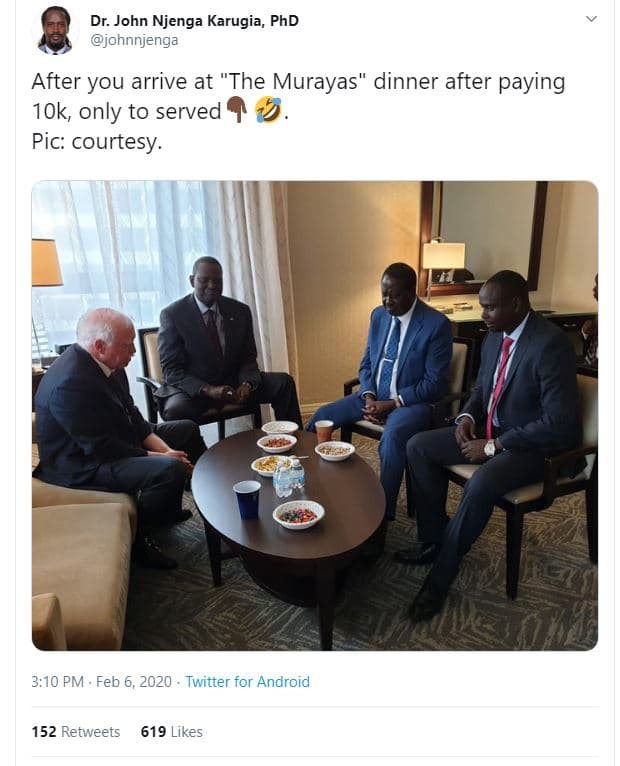 Dr. john njenga karugia, phd johnnjenga after you arrive at 'the murayas dinner