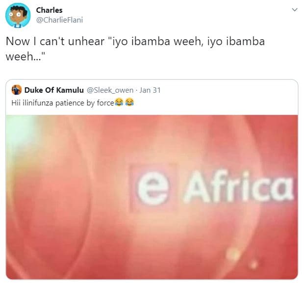 Charles charlieflani now can't unhear 'iyo ibamba weeh iyo ibamba weeh.. duke of