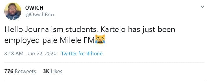 Owich owichbrio hello journalism students. kartelo has just been employed pale m