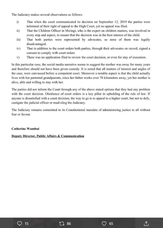 The judiciary makes several obscrvations as follows that when the court communic