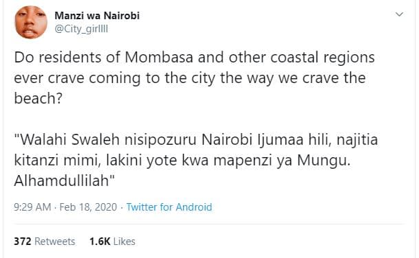 Manzi wa nairobi city giriili do residents of mombasa and other coastal regions