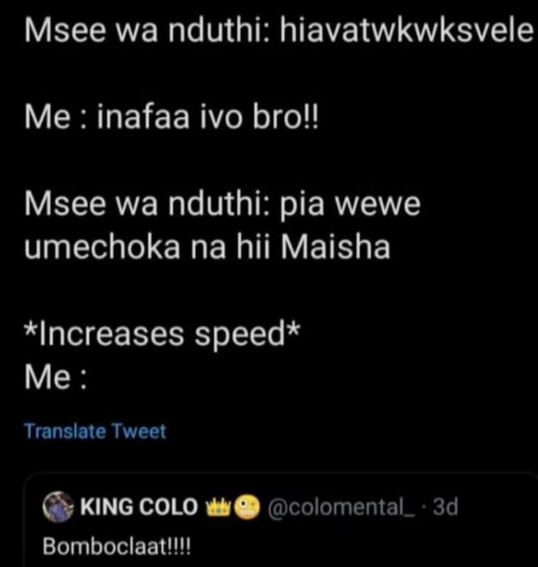 Msee wa nduthi hiavatwkwksvele me inafaa ivo brol! msee wa nduthi pia wewe umech