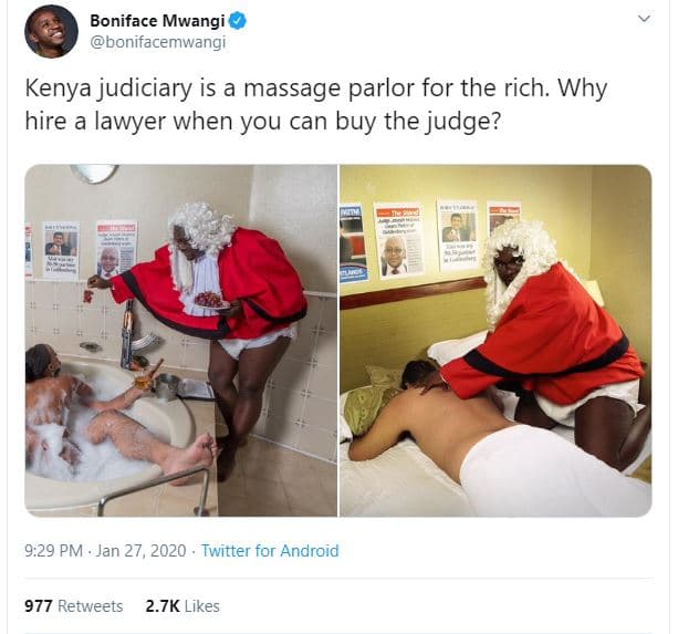 Boniface mwangi bonifacemwangi kenya judiciary is a massage parlor for the rich.