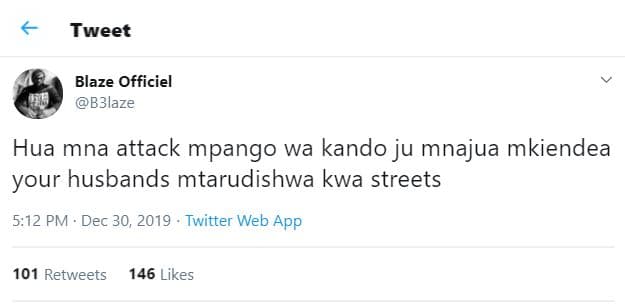 Tweet blaze officiel bblaze hua mna attack mpango wa kando ju mnajua mkiendea yo