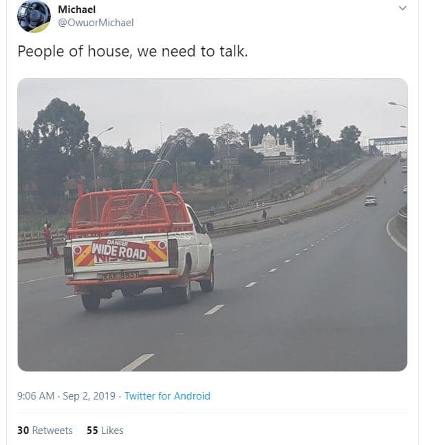 Michael owuormichael people of house we need to talk. wiberord 9.06 am sep 2 twi