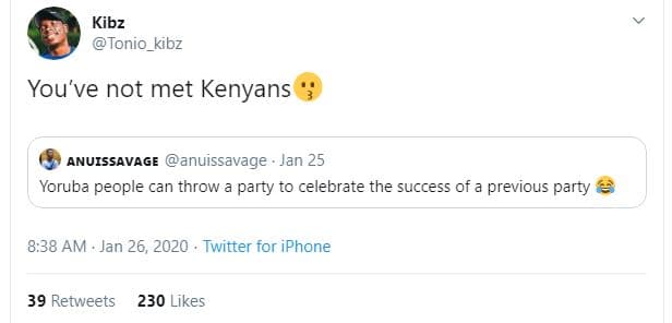 Kibz tonio_kibz you've not met kenyans anuissavage anuissavage jan 25 yoruba peo
