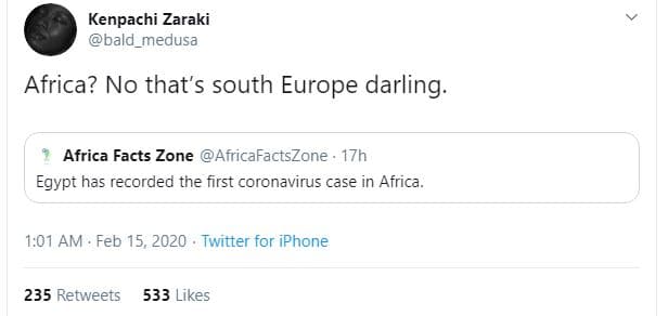 Kenpachi zaraki bald_medusa africa? no that's south europe darling africa facts