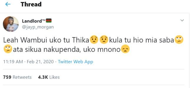 Thread landlord jayp_morgan leah wambui uko tu thika kula tu hio mia saba ata si