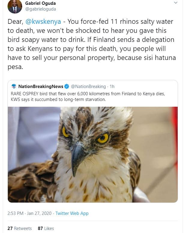 Gabriel oguda gabrieloguda dear, kwskenya you forcefed 11 rhinos salty water to