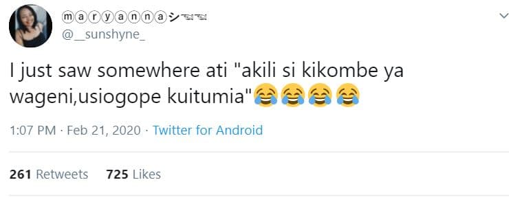 00su3 sunshyne ijust saw somewhere ati akili si kikombe ya wageni,usiogope kuitu