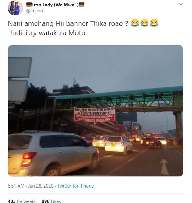 Iron lady wa mwai znjerii nani amehang hii banner thika road à66 judiciary watak