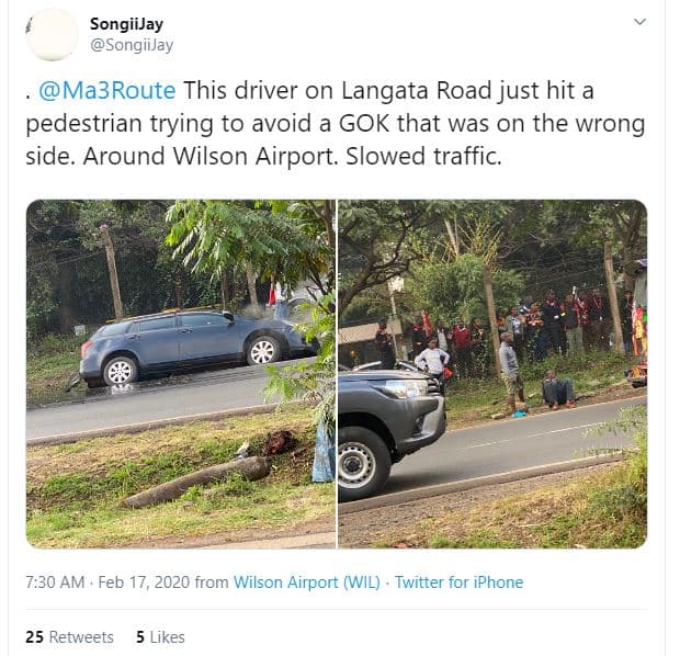 Songiijay songiijay ma3route this driver on langata road just hit a pedestrian t