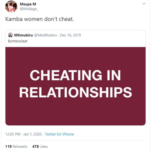 Msupa m mollage_ kamba women don't cheat. mkmubiru medmubiru dec 6, bomboclaat c