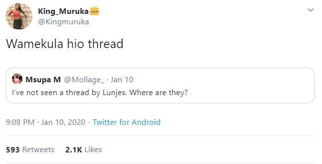 King_muruka kingmuruka wamekula hio thread msupa m mollage jan 10 tve not seen t
