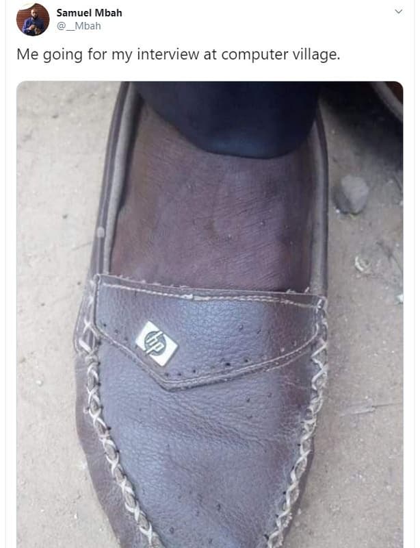 Samuel mbah mbah me going for my interview at computer village