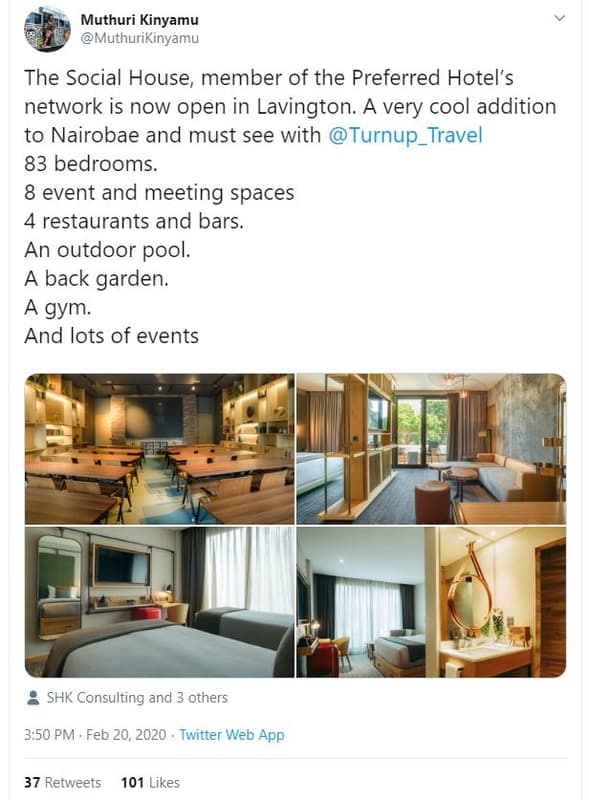 Muthuri kinyamu muthurikinyamu the social house member of the preferred hotel's