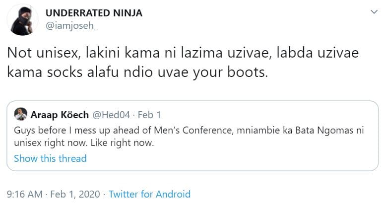 Underrated ninja iamjoseh not unisex lakini kama ni lazima uzivae labda uzivae k