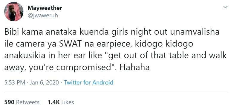 Mayweather jwaweruh bibi kama anataka kuenda girls night out unamvalisha ile cam