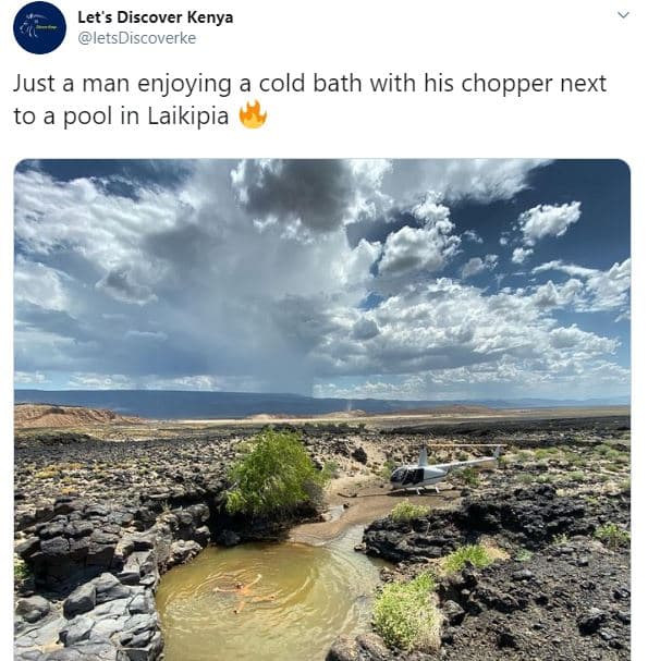 Let's discover kenya letsdiscoverke just a man enjoying a cold bath with his cho