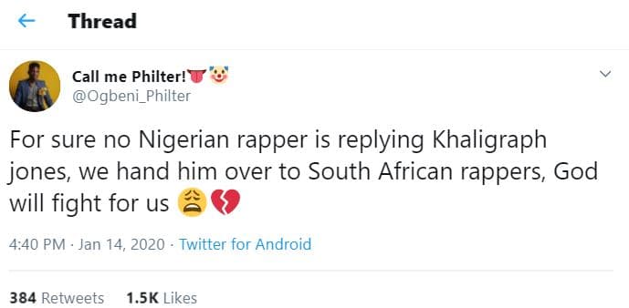 Thread call me philter! ogbeni_philter for sure no nigerian rapper is replying k