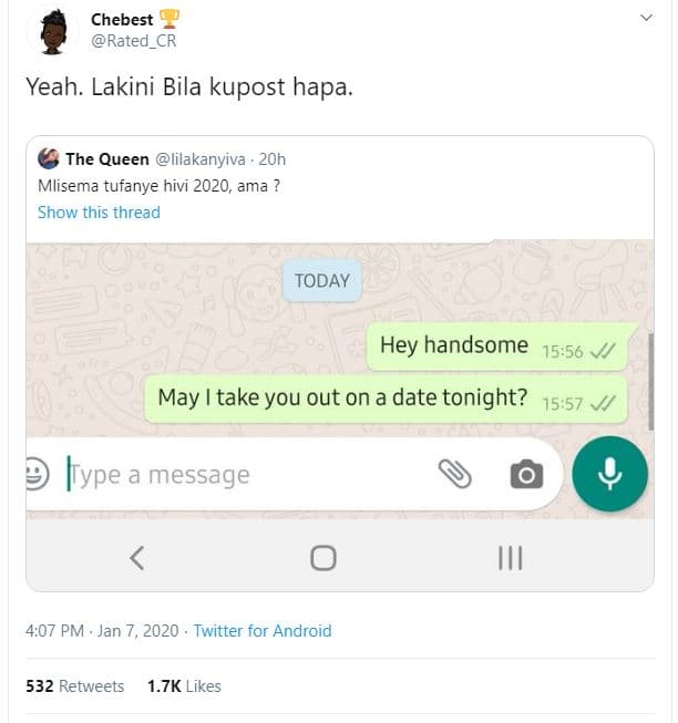 Chebest rated_cr yeah. lakini bila kupost hapa. the queen lilakanyiva . 2oh mlis