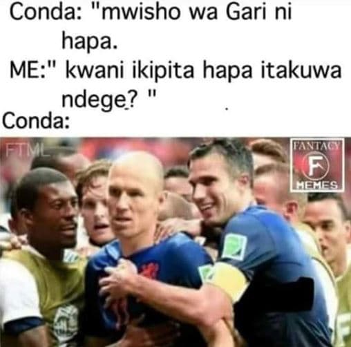 Conda mwisho wa gari ni hapa. me kwani ikipita hapa itakuwa ndege? conda ftml ua