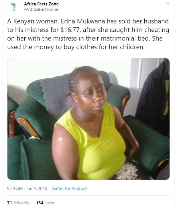 Africa facts zone africafactszone kenyan woman edna mukwana has sold her husband