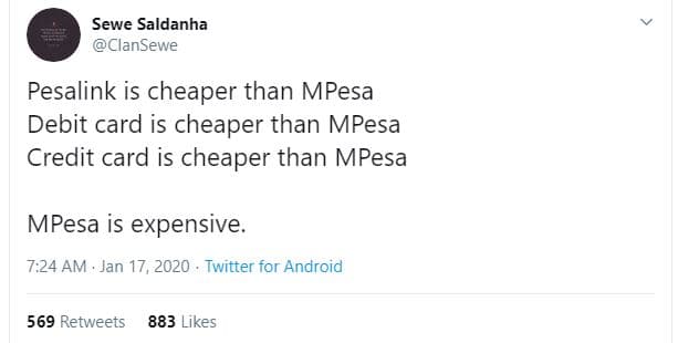 Sewe saldanha clansewe pesalink is cheaper than mpesa debit card is cheaper than