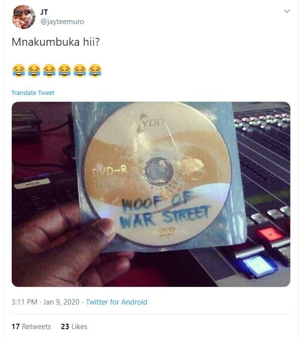 Jayteemuro mnakumbuka hii? translate tweet yod dvdr woof 2f war siktet 3,11 pm j