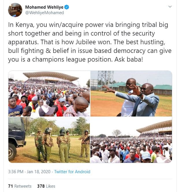 Mohamed wehliye wehliyemohamed in kenya you winacquire power via bringing tribal