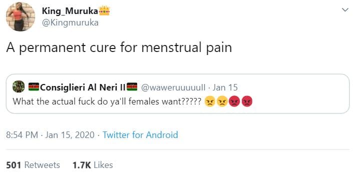 King_muruka kingmuruka permanent cure for menstrual pain iconsiglieri al neri wa