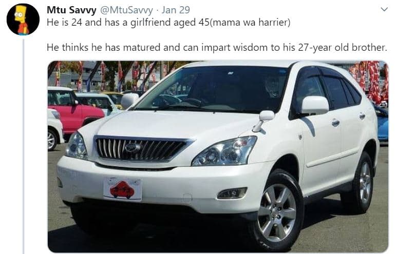 Mtu savvy mtusavvy jan 29 he is 24 and has a girlfriend aged 45mama wa harrier h