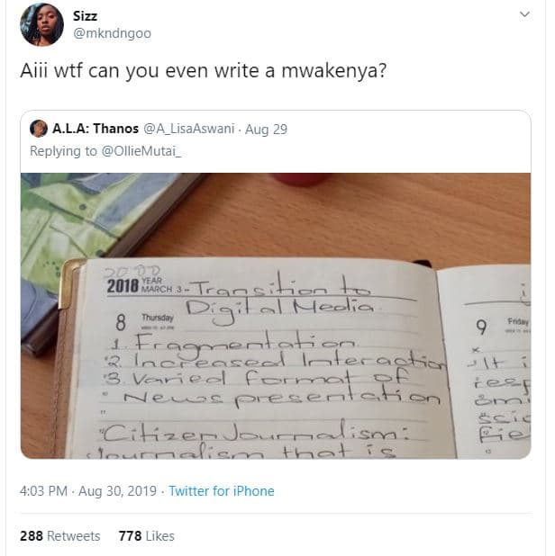 Sizz mkndngoo aiii wtf can you even write a mwakenya? ala thanos a_lisaaswani au