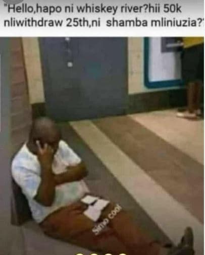 'hello hapo ni whiskey river?hii 5ok nliwithdraw 25th,ni shamba mliniuzia? cod