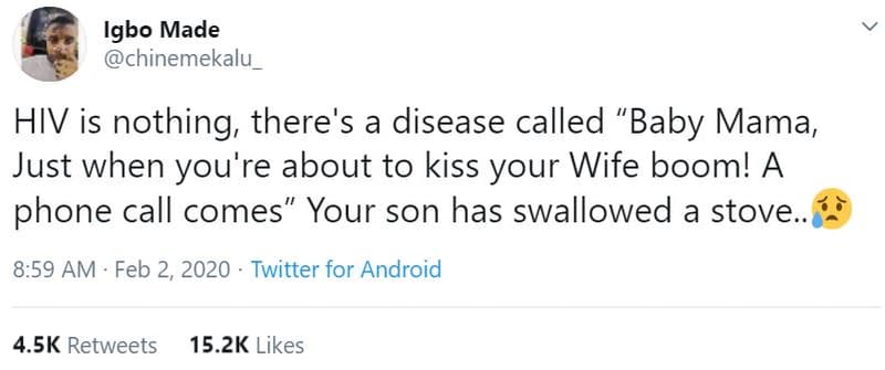 Igbo made chinemekalu _ hiv is nothing there's a disease called baby mama, just