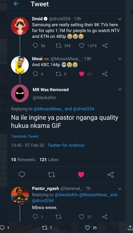 Tweet droid 0 droid254 13h samsung are really selling their 8k tvs here for for