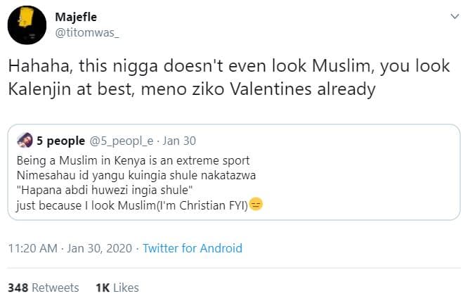 Majefle titomwas hahaha this nigga doesn't even look muslim you look kalenjin at