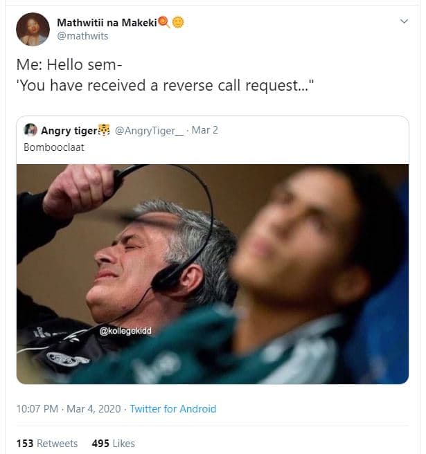 Mathwitii na makeki mathwits me hello sem 'you have received a reverse call requ