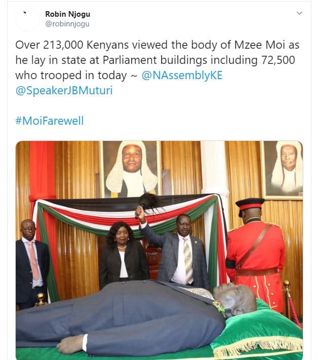 Robin njogu robinnjogu over 213,000 kenyans viewed the body of mzee moi as he la