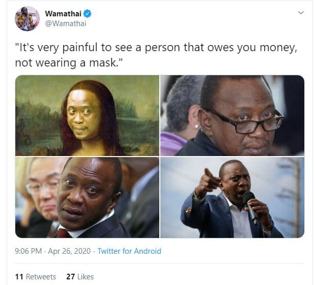 Wamathai wamathai 'it's very painful to see a person that owes you money, not we