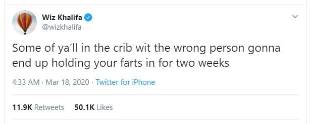 Wiz khalifa wizkhalifa some of ya'll in the crib wit the wrong person gonna end