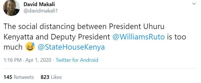 David makali davidmakali1 the social distancing between president uhuru kenyatta