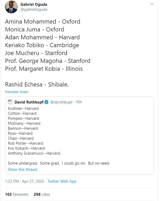 Gabriel oguda gabrieloguda amina mohammed oxford monica juma oxford adan mohamme