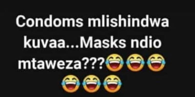 Condoms mlishindwa kuvaa.. masks ndio mtaweza???
