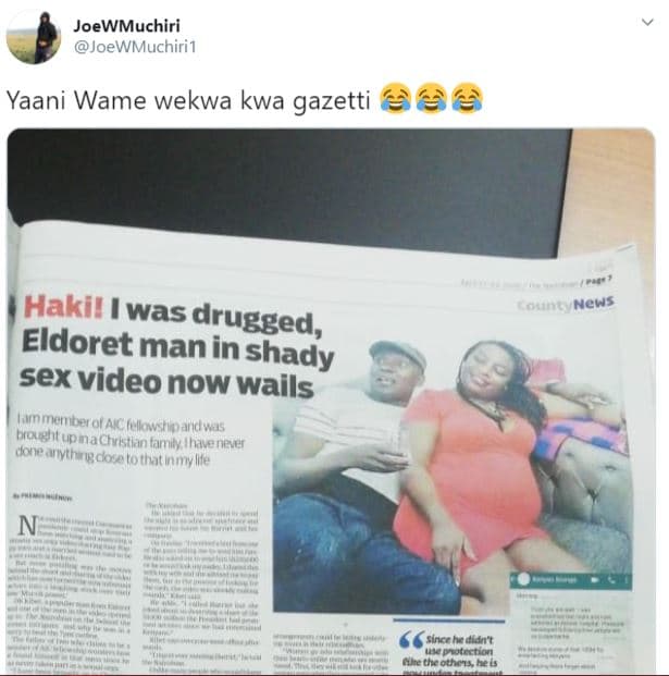 Joewmuchiri joewmuchiri1 yaani wame wekwa kwa gazetti hakil was drugged, eldoret